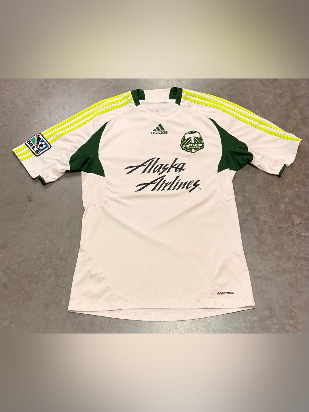 Adidas Portland Timbers White & Green Alaska Airlines Jersey Large